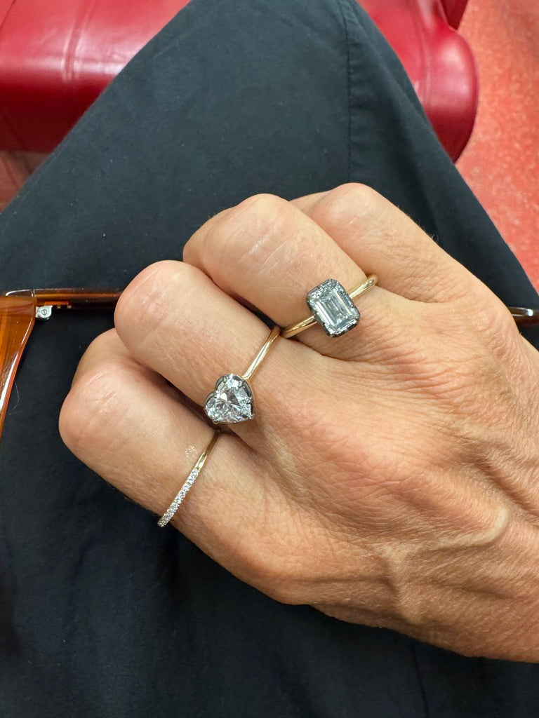 Gold and Black Rhodium Emerald Cut Ring