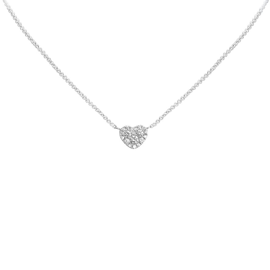 Pave Diamond White Gold Heart