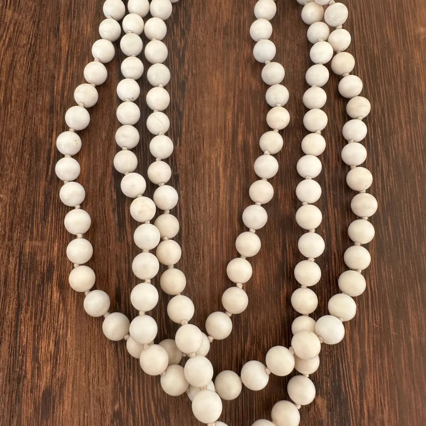 Winter White Jasper Bead Necklace