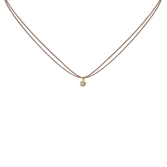 Tiny Dot Diamond Necklace on silk