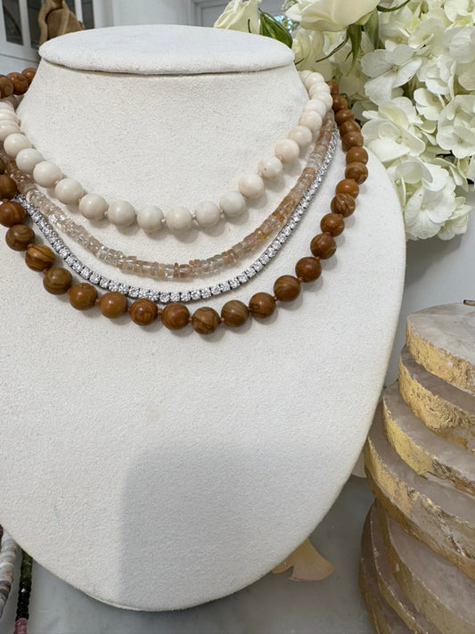 Winter White Jasper Bead Necklace