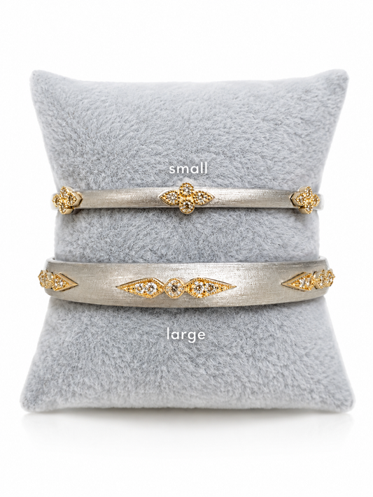 Small Sterling Satin Silver and Diamond Bracelet