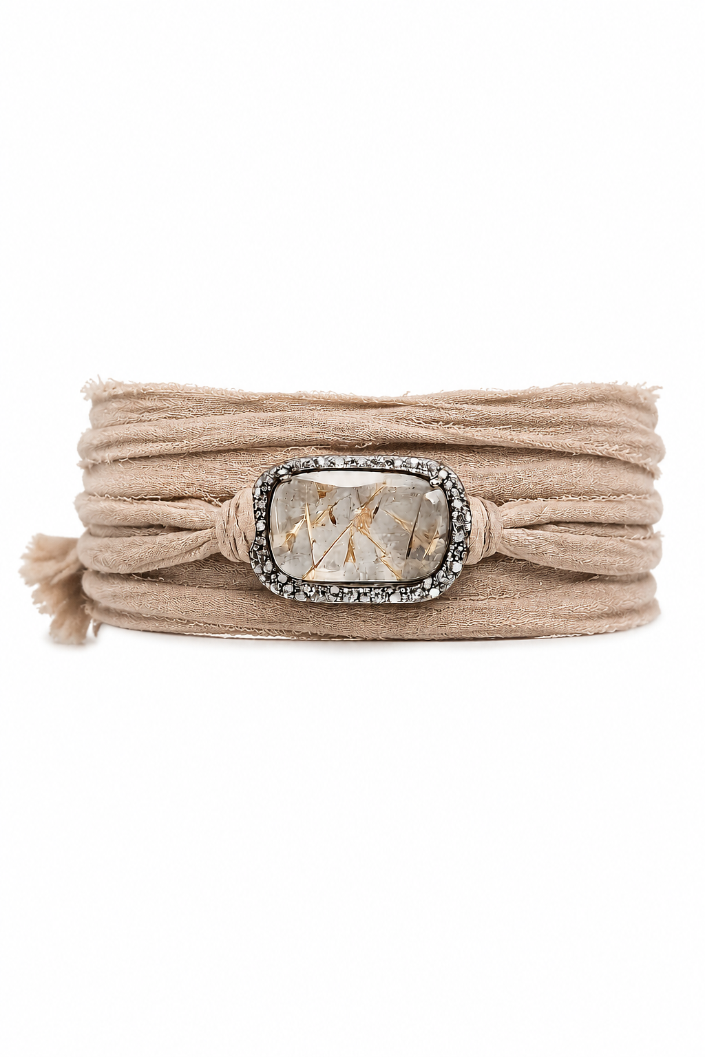 Diamond and Quartz Stone Wrap Bracelet