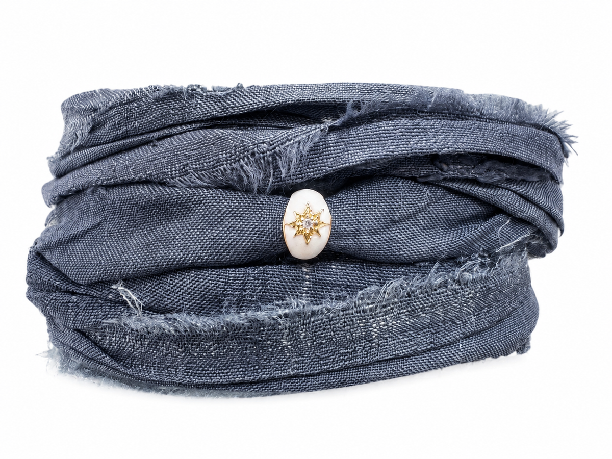 White Enamel Diamond wrap Bracelet