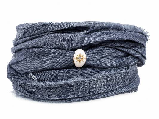 White Enamel Diamond wrap Bracelet