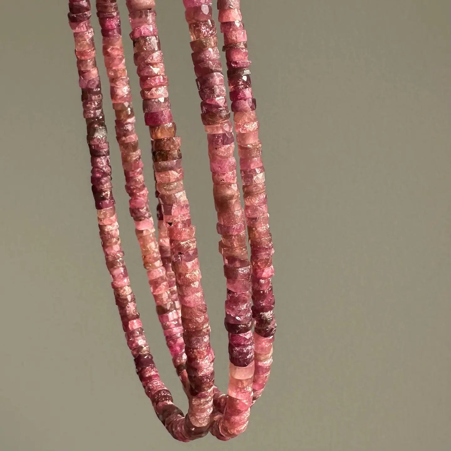 Pink Ombre Tourmaline Bead Necklace