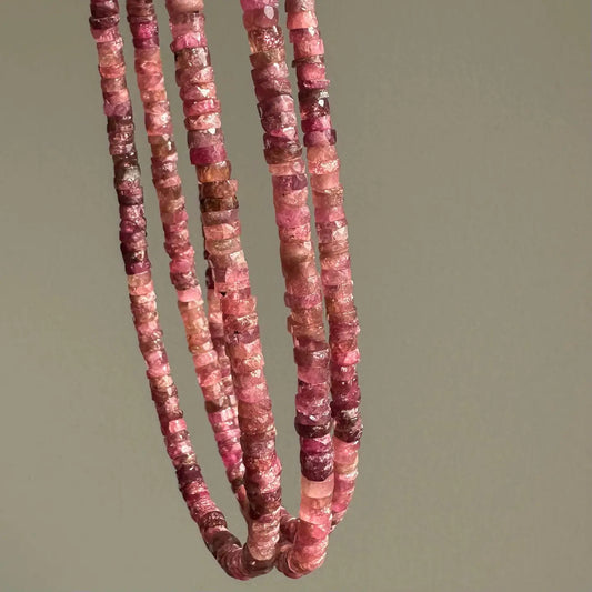 Pink Ombre Tourmaline Bead Necklace