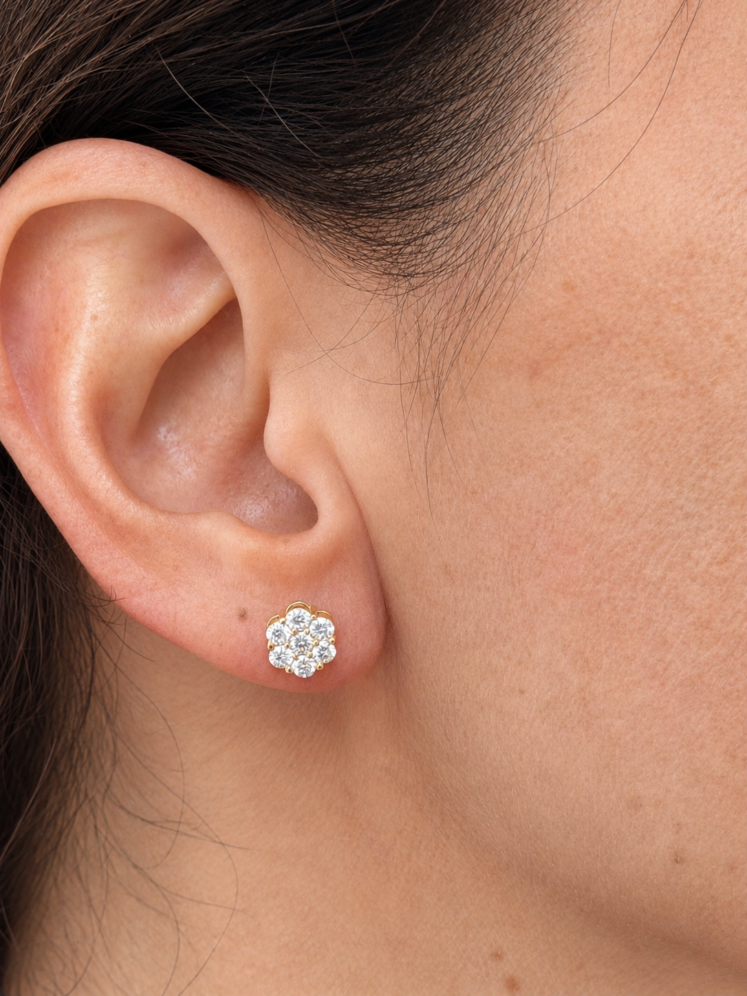 14k Yellow Gold Flower Studs