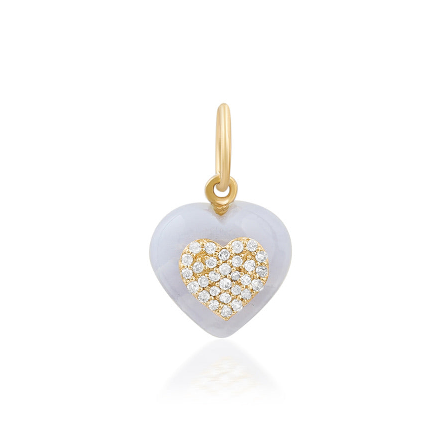 Agate Stone pave Diamond Heart