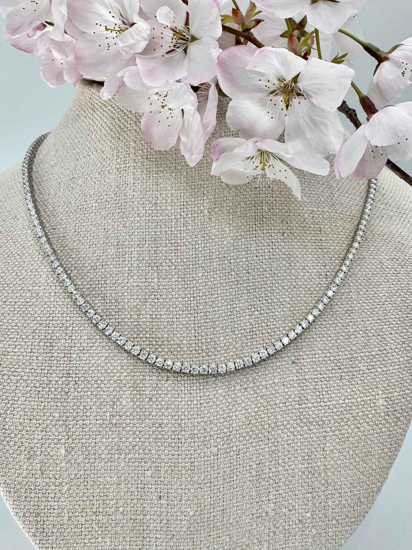 The Stephanie Sterling Silver Diamond Tennis Necklace