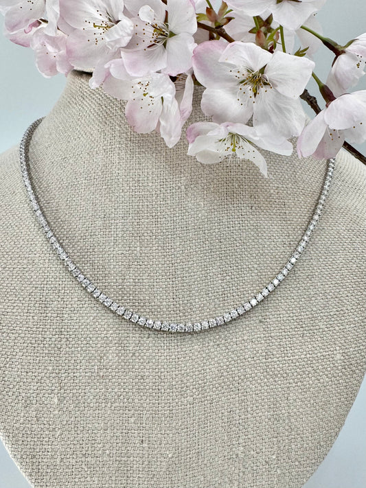 The Stephanie Sterling Silver Diamond Tennis Necklace