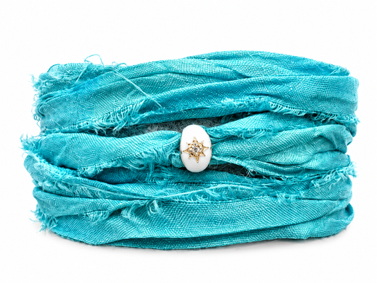White Enamel Diamond wrap Bracelet