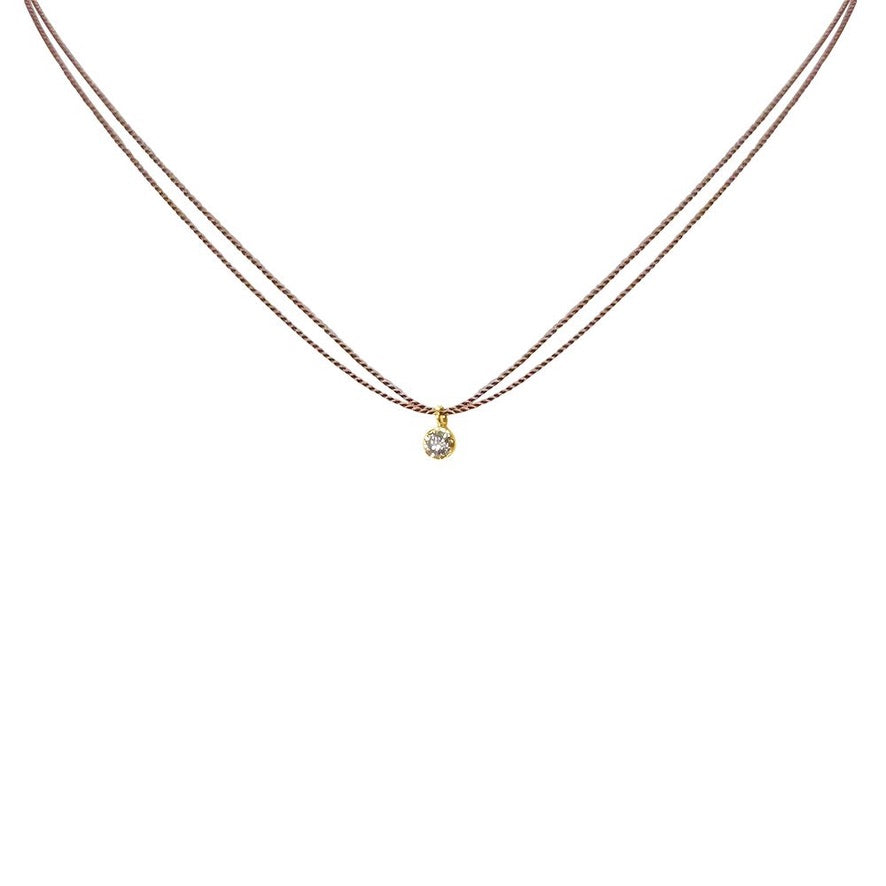 Tiny Dot Diamond Necklace on silk