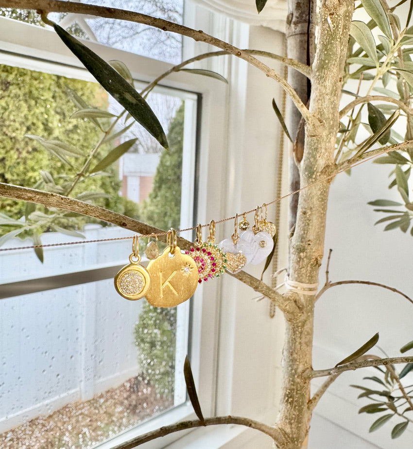 Organic 14k Gold Pave Disc