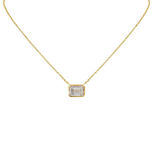 Pure Light Bezel Set 14kYellow Gold Diamond Necklace