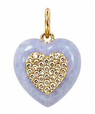 Pave Diamond 14k Gold Stone Heart