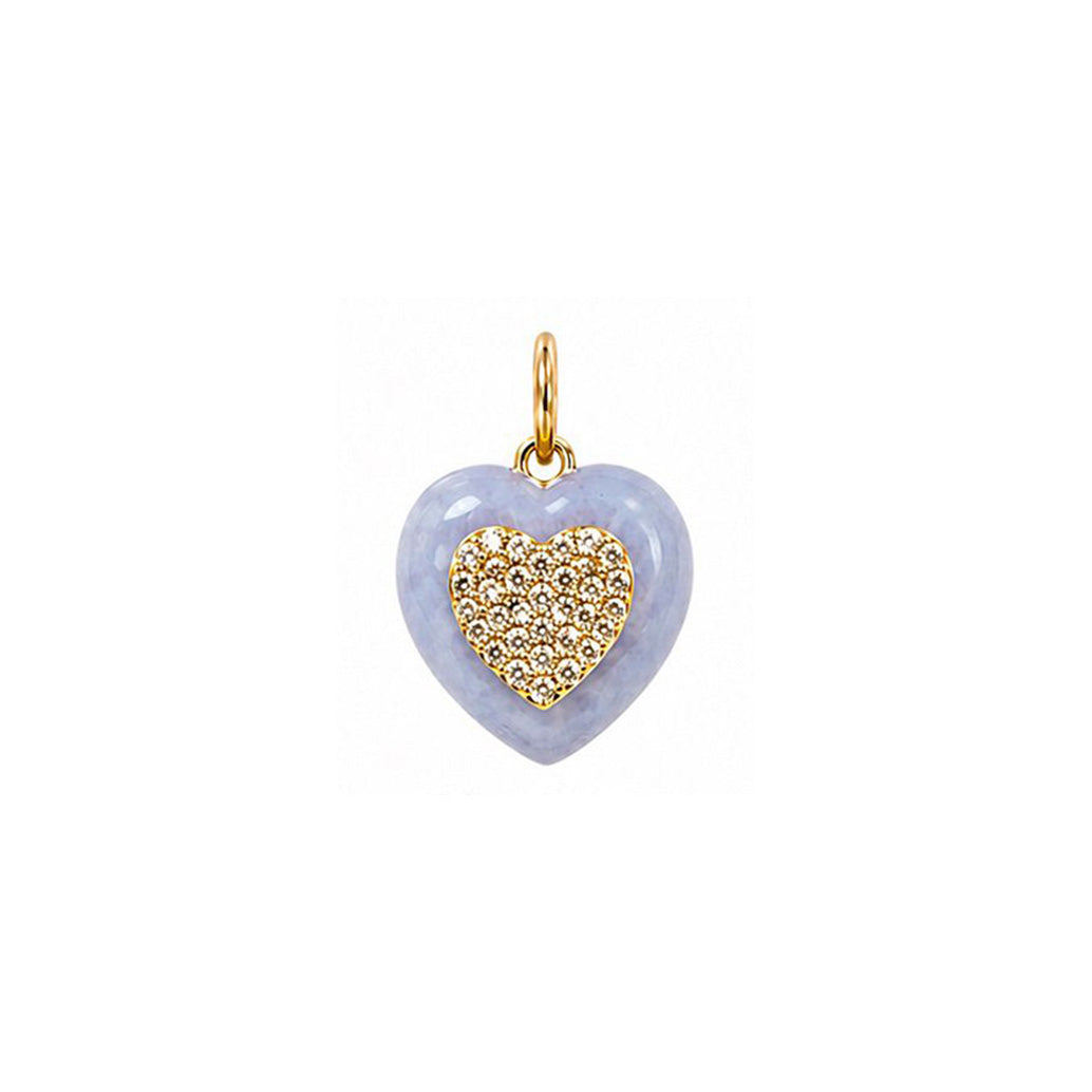Pave Diamond 14k Gold Stone Heart