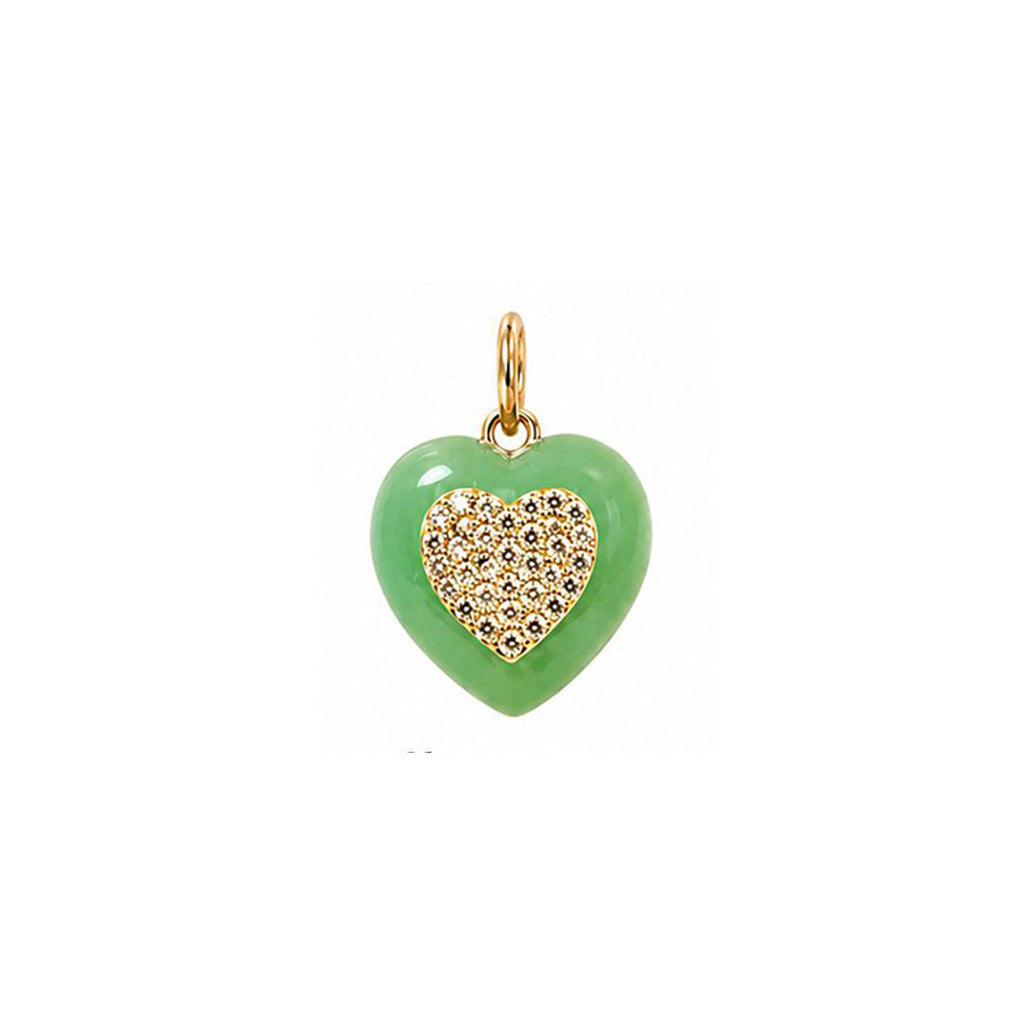 Pave Diamond 14k Gold Stone Heart