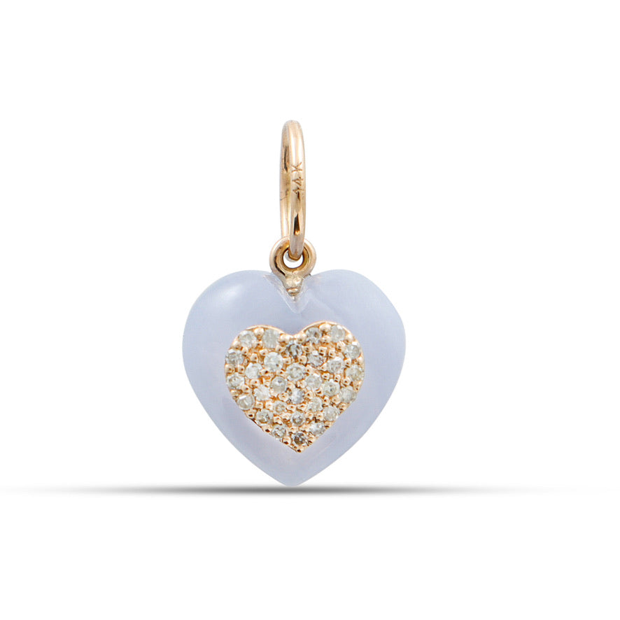 Agate Stone pave Diamond Heart