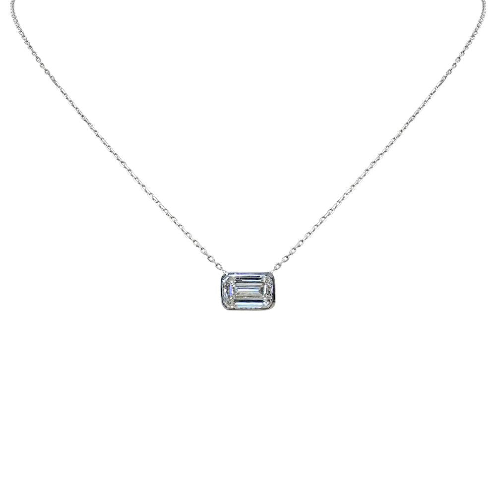 Pure Light Bezel Set White Gold Diamond Necklace
