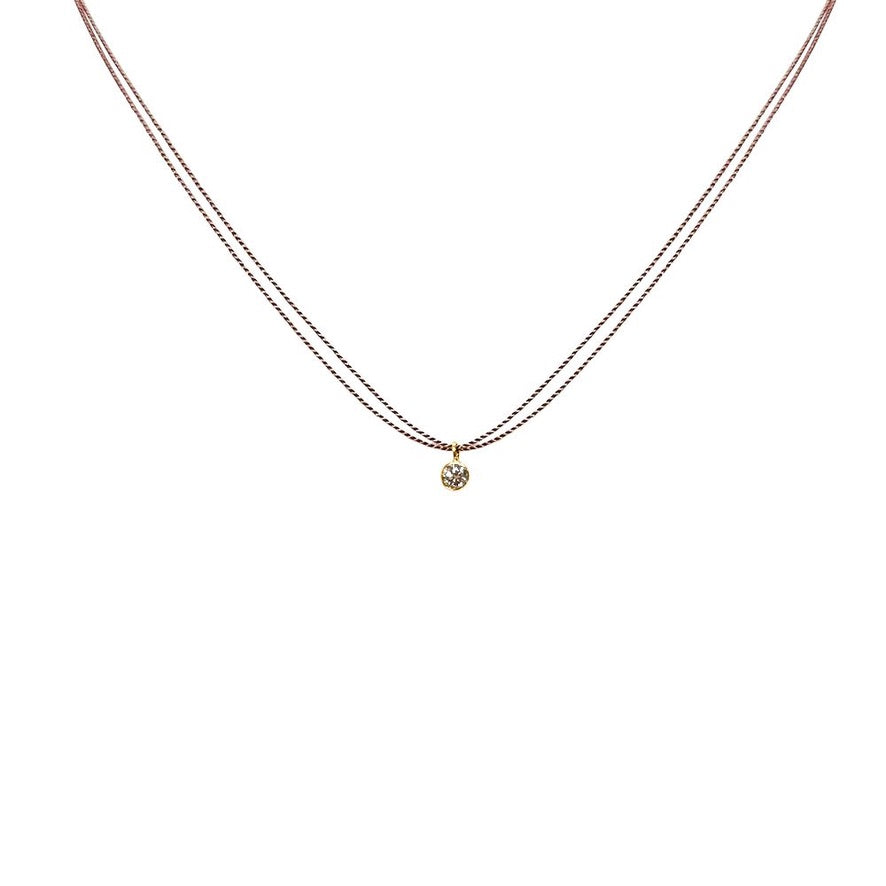 Tiny Dot Diamond Necklace on silk
