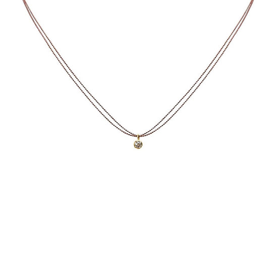 Tiny Dot Diamond Necklace on silk