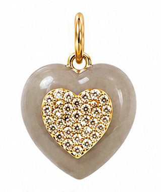 Pave Diamond 14k Gold Stone Heart