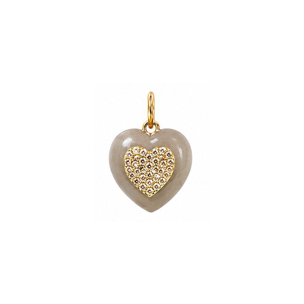 Pave Diamond 14k Gold Stone Heart