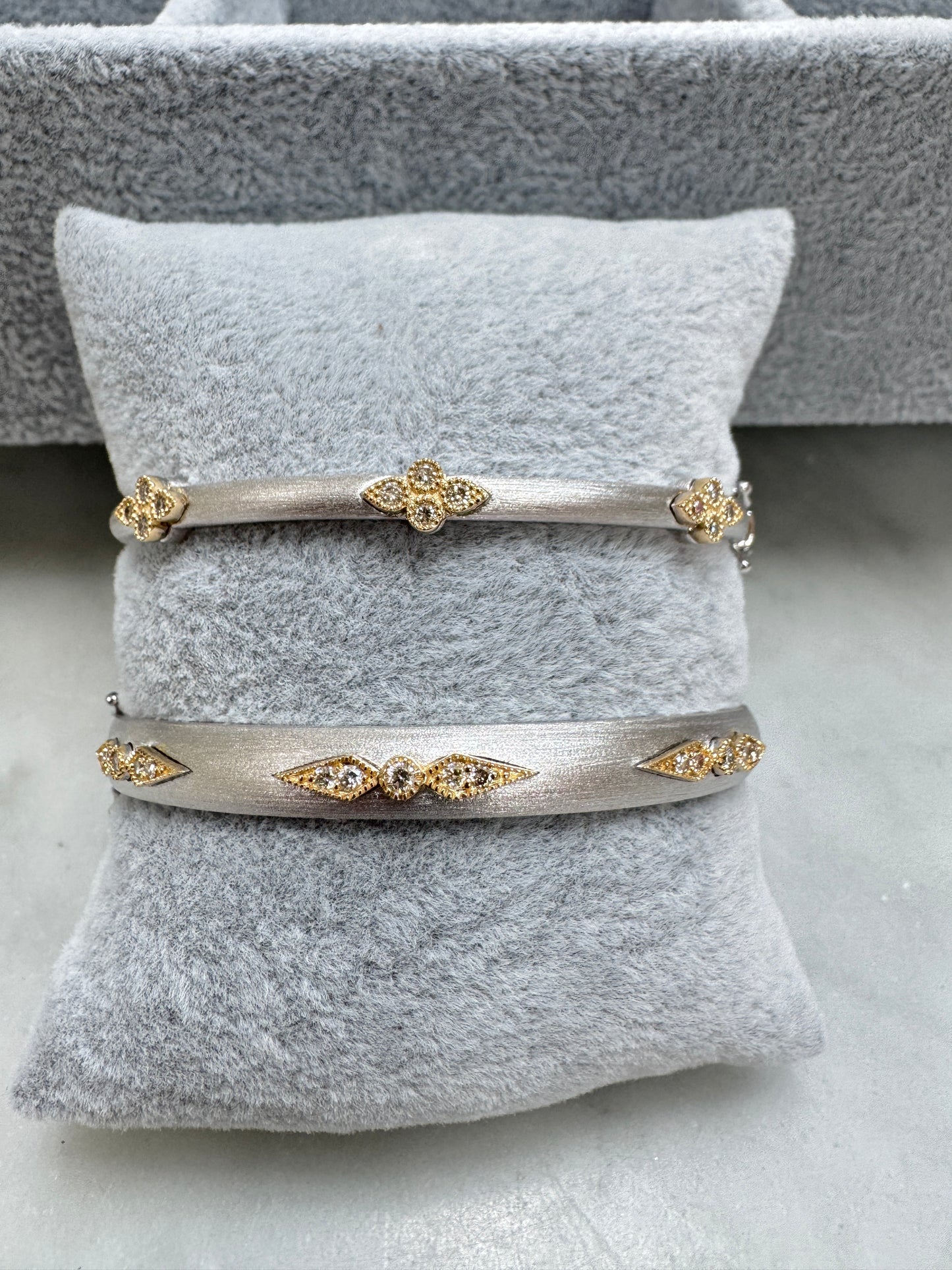 Large Sterling Satin Silver Finish and Diamond Bracelet