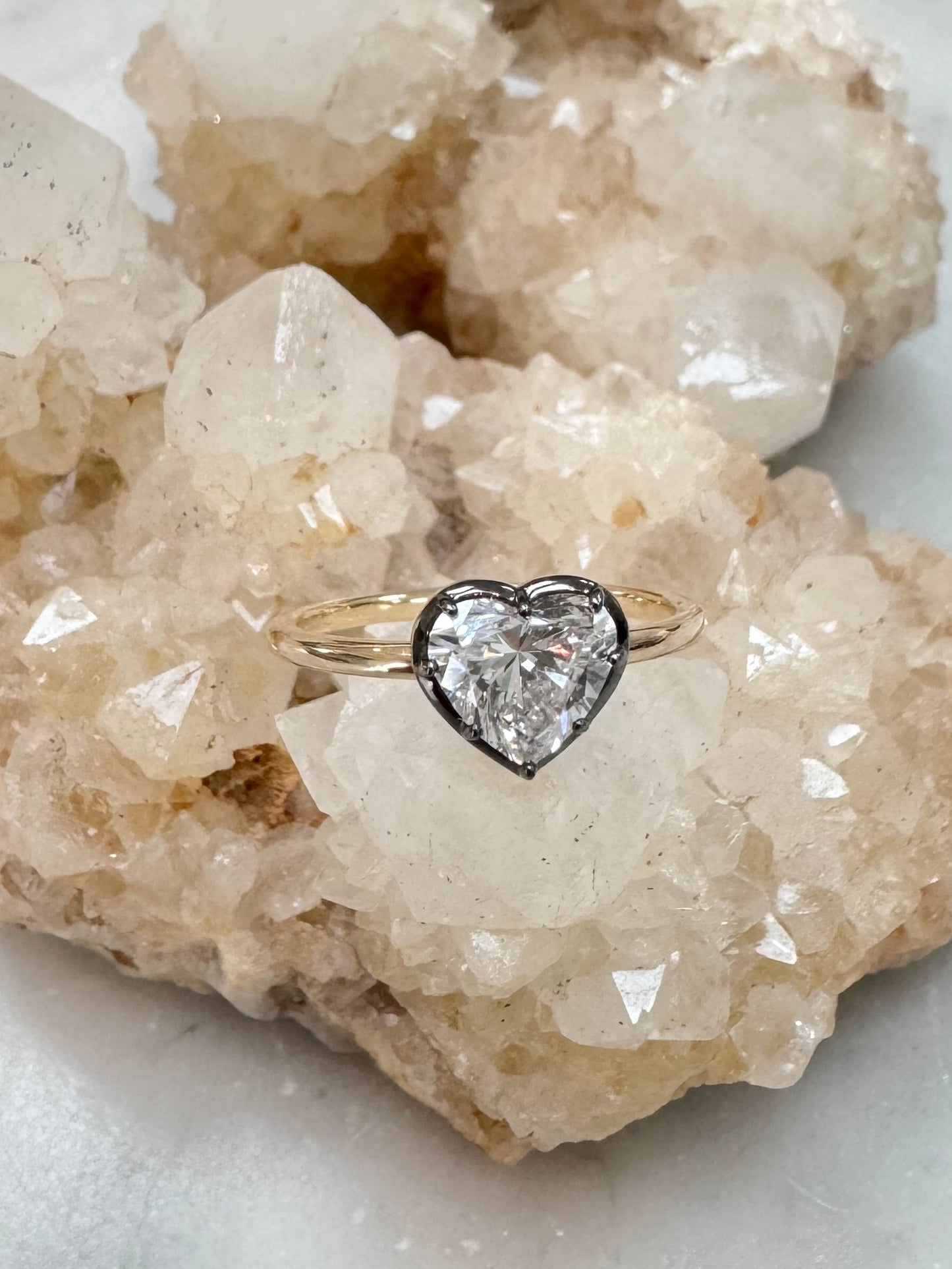 Gold and Black Rhodium Heart Ring