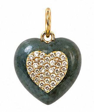 Pave Diamond 14k Gold Stone Heart