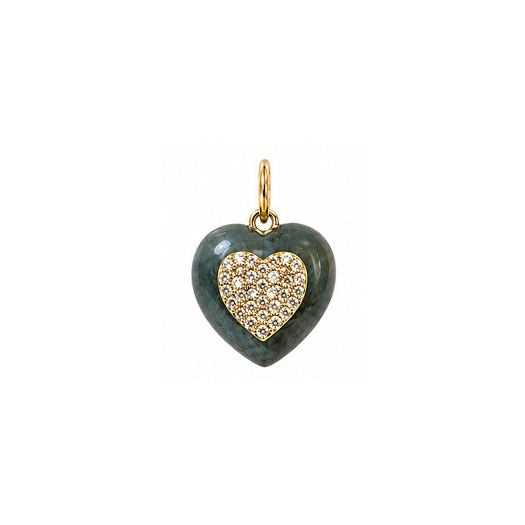 Pave Diamond 14k Gold Stone Heart