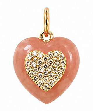 Pave Diamond 14k Gold Stone Heart