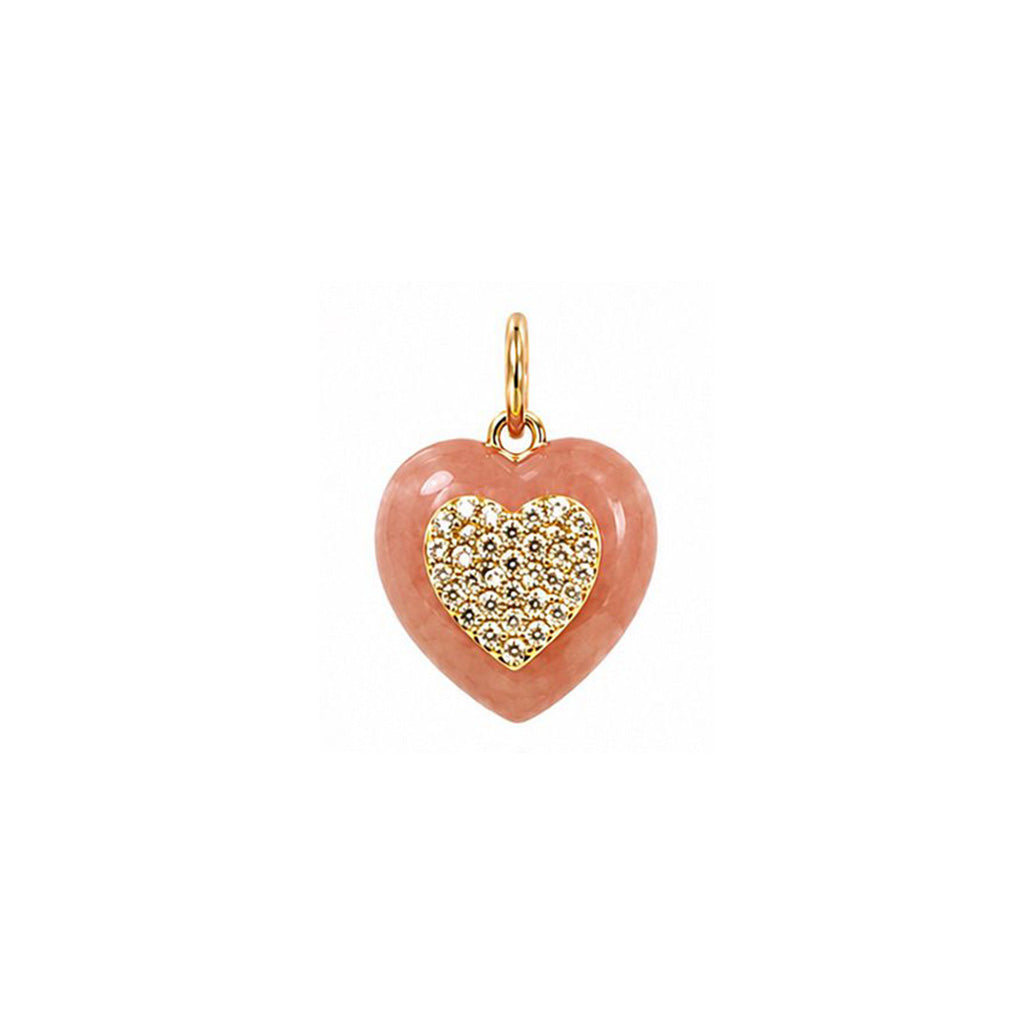 Pave Diamond 14k Gold Stone Heart