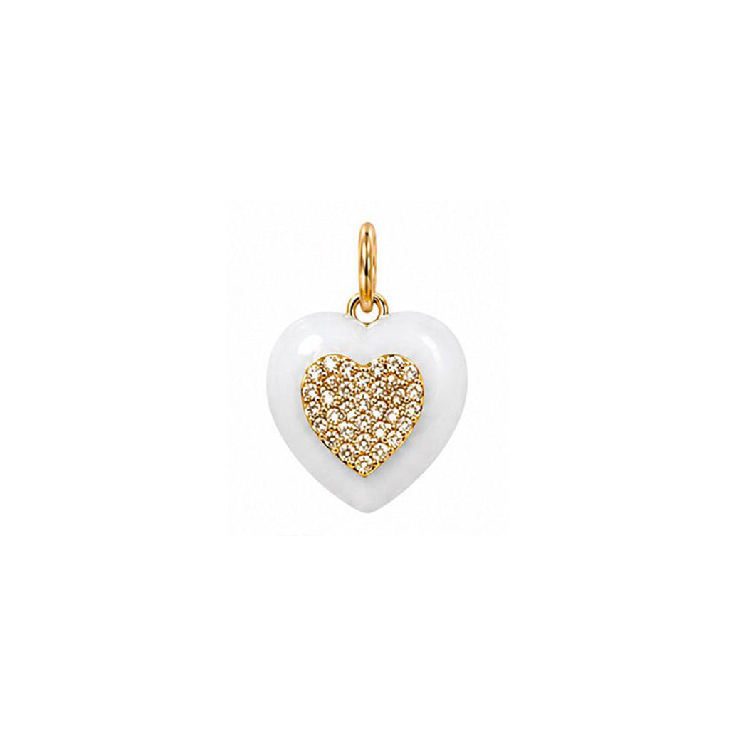Pave Diamond 14k Gold Stone Heart