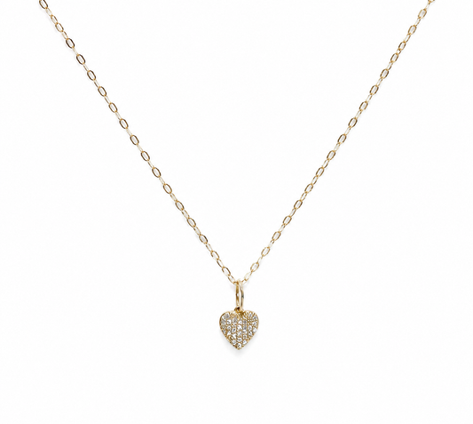 Pave Diamond 14k Gold Heart