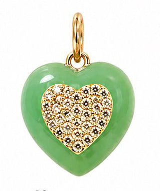 Pave Diamond 14k Gold Stone Heart