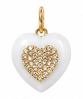 Pave Diamond 14k Gold Stone Heart